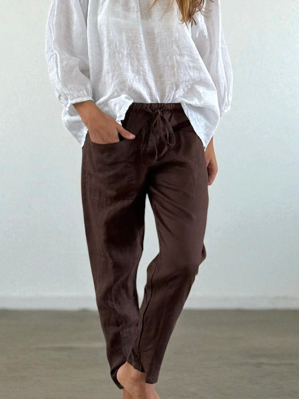 jessie pants - chocolate linen Apparel