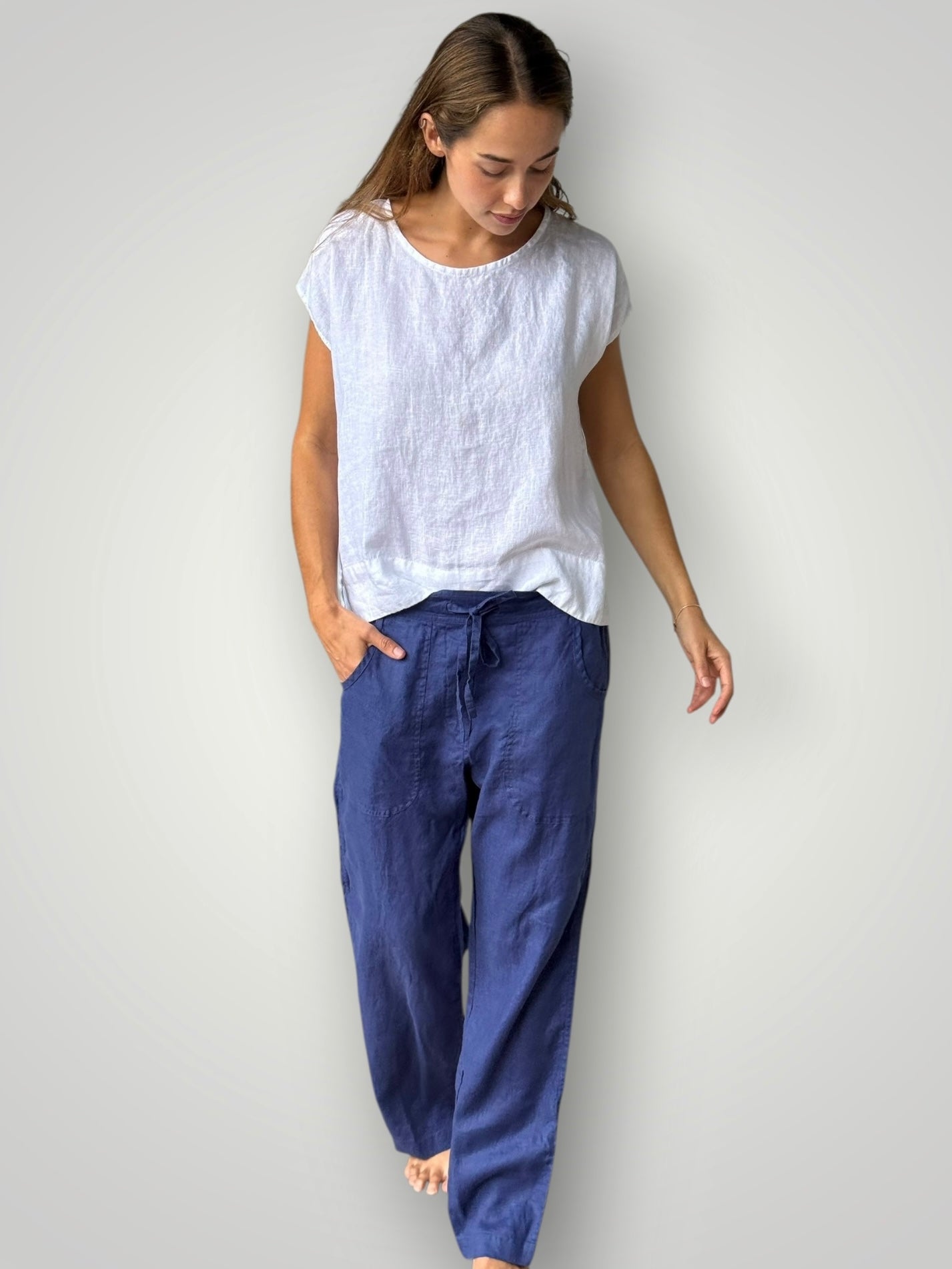 fleur straight leg pants - blue dusk linen Apparel