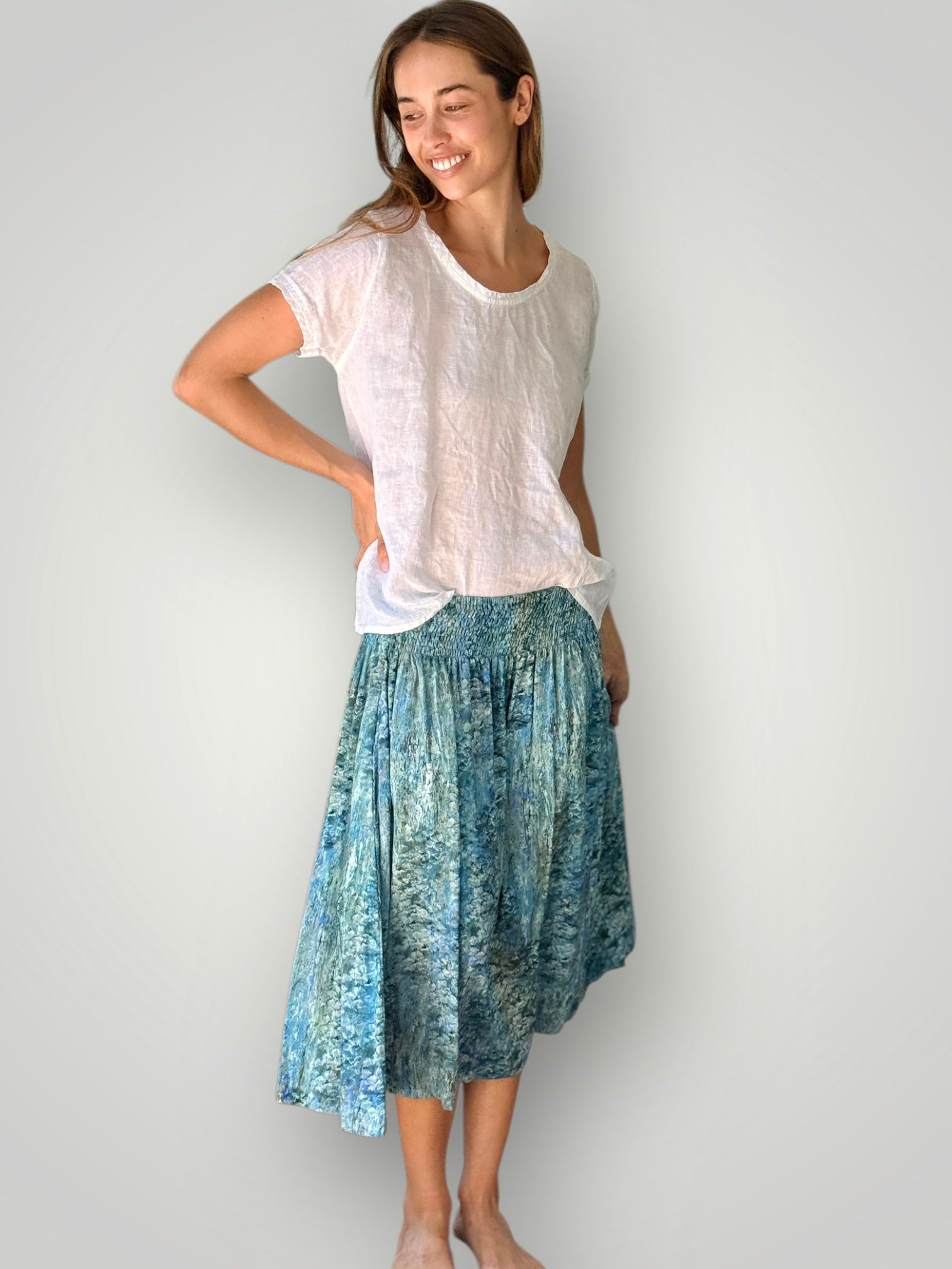 lola skirt - blues watercolour Apparel