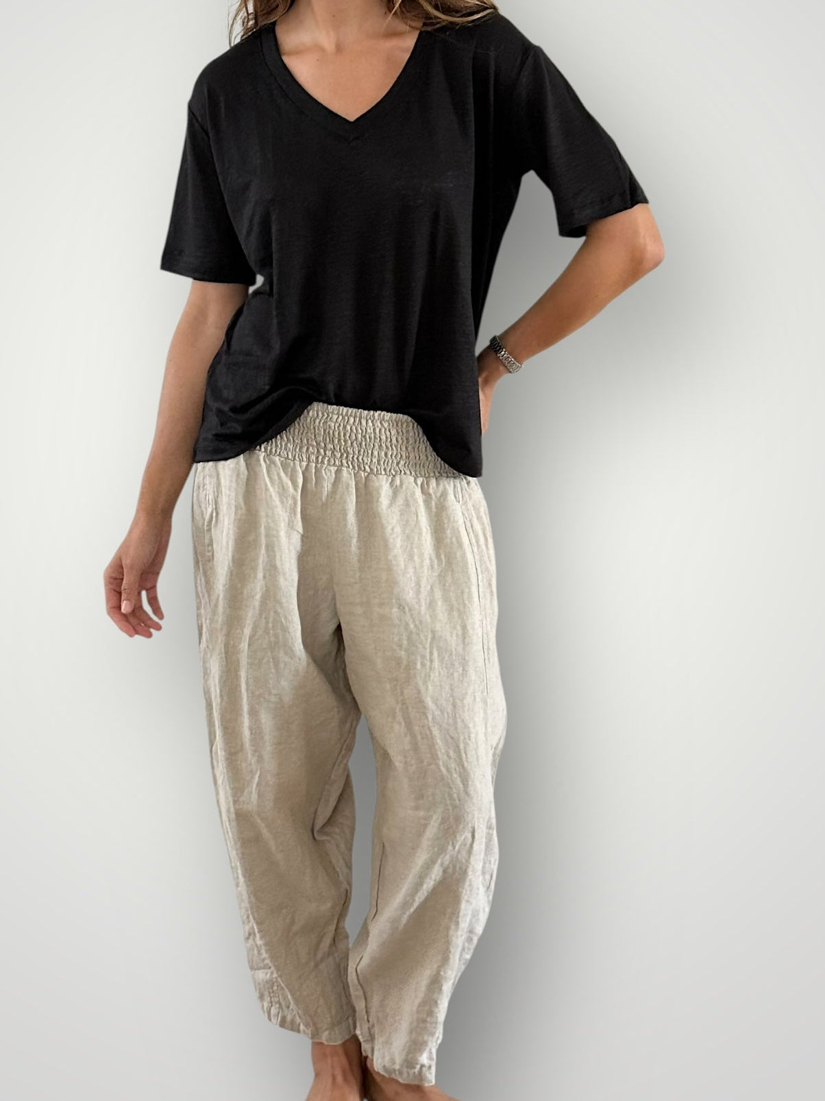 frankie pants - natural linen Apparel