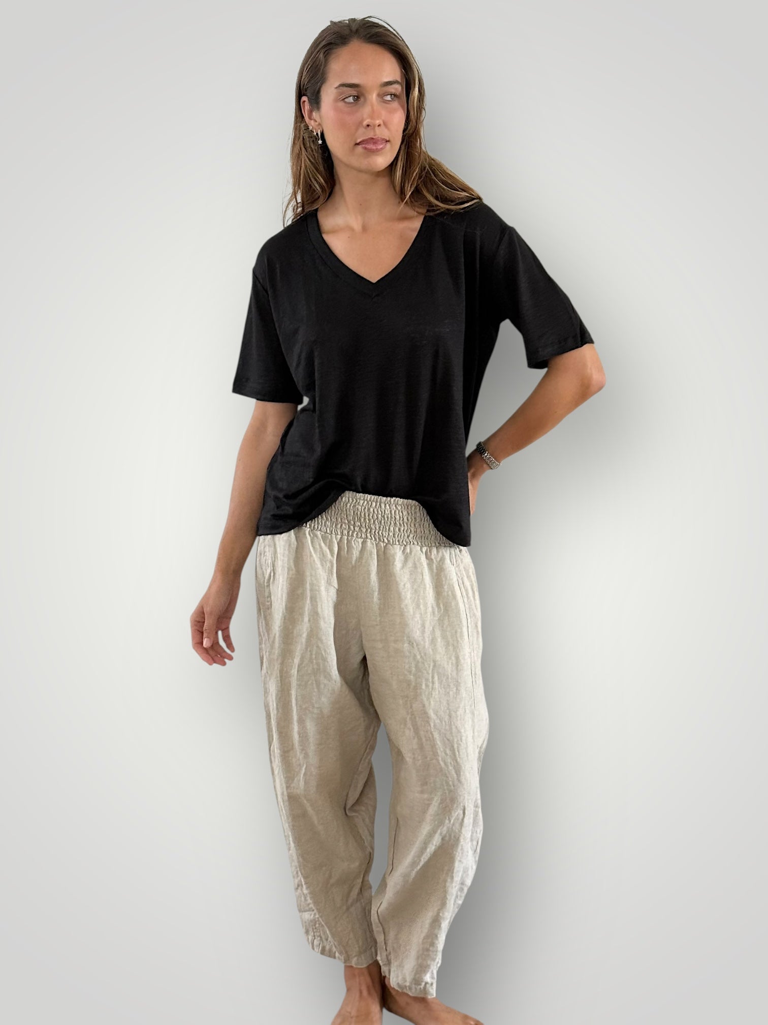 frankie pants - natural linen Apparel