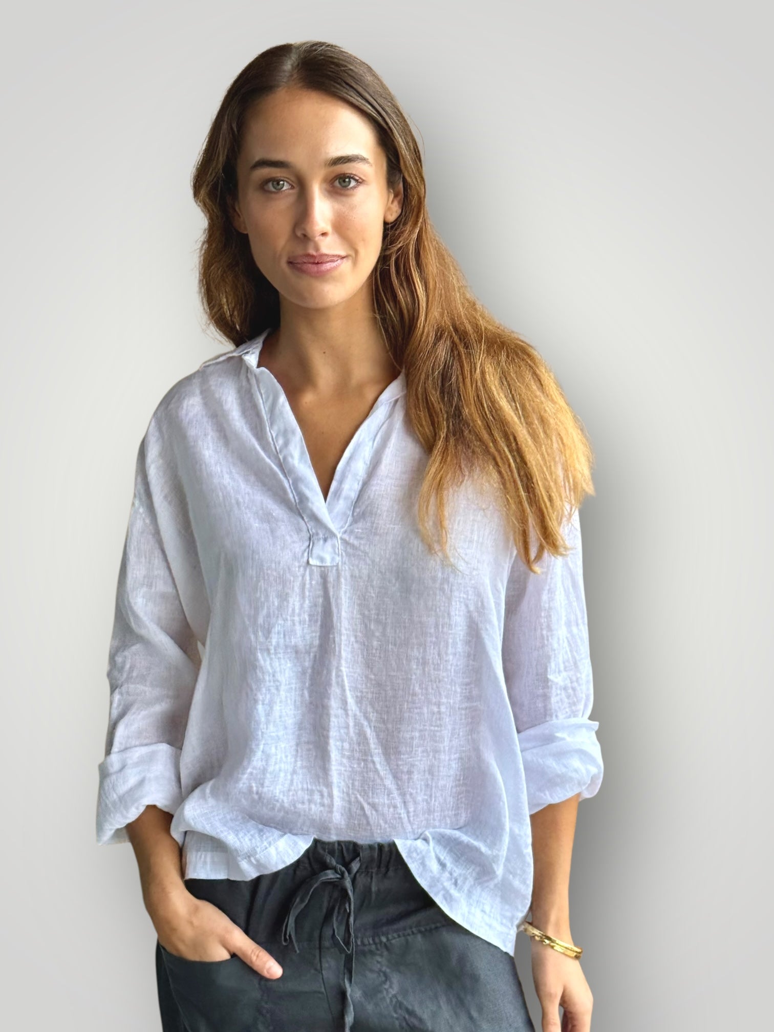 sybil top - white linen Apparel
