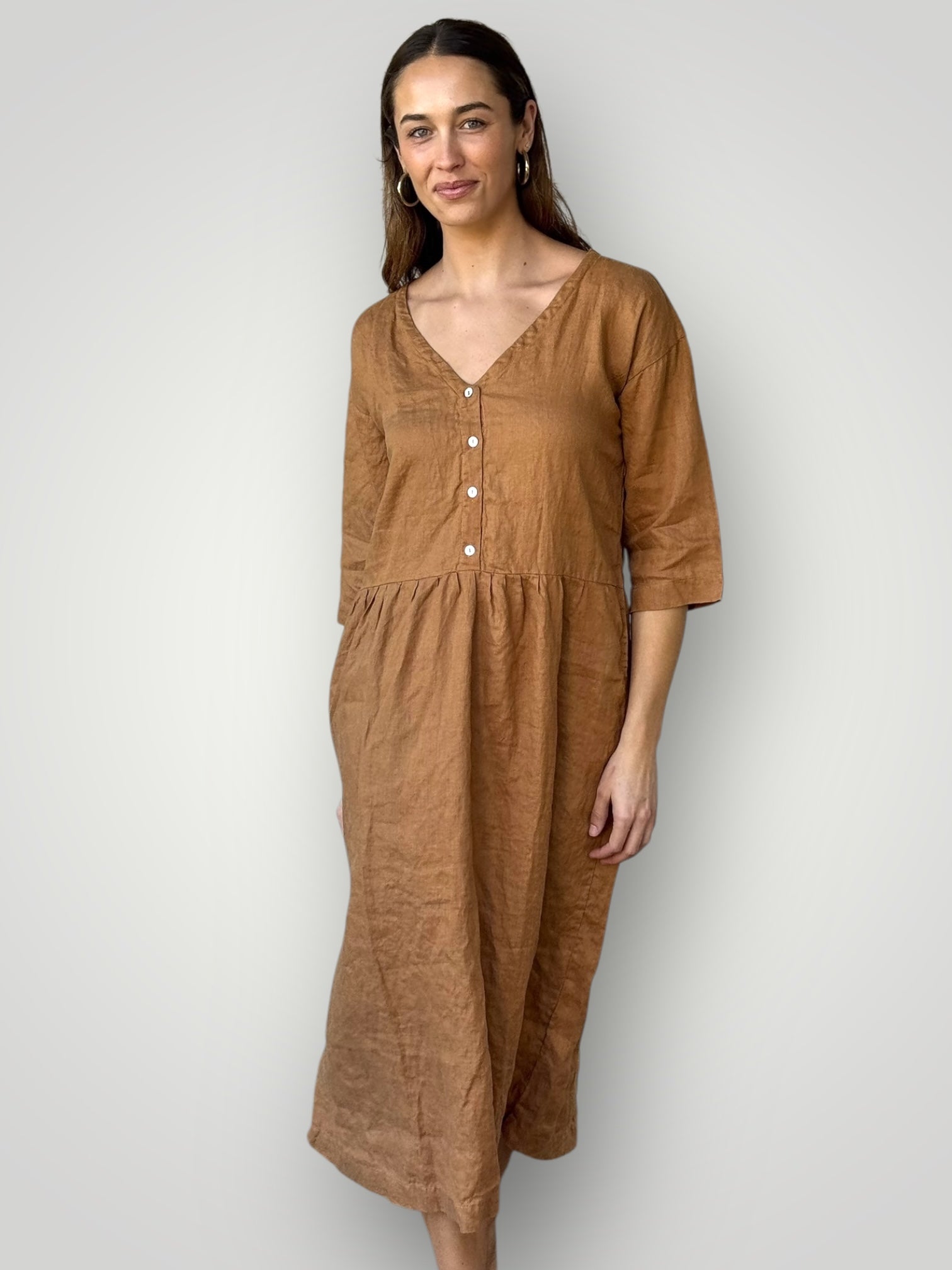 heidi dress - caramel linen Apparel