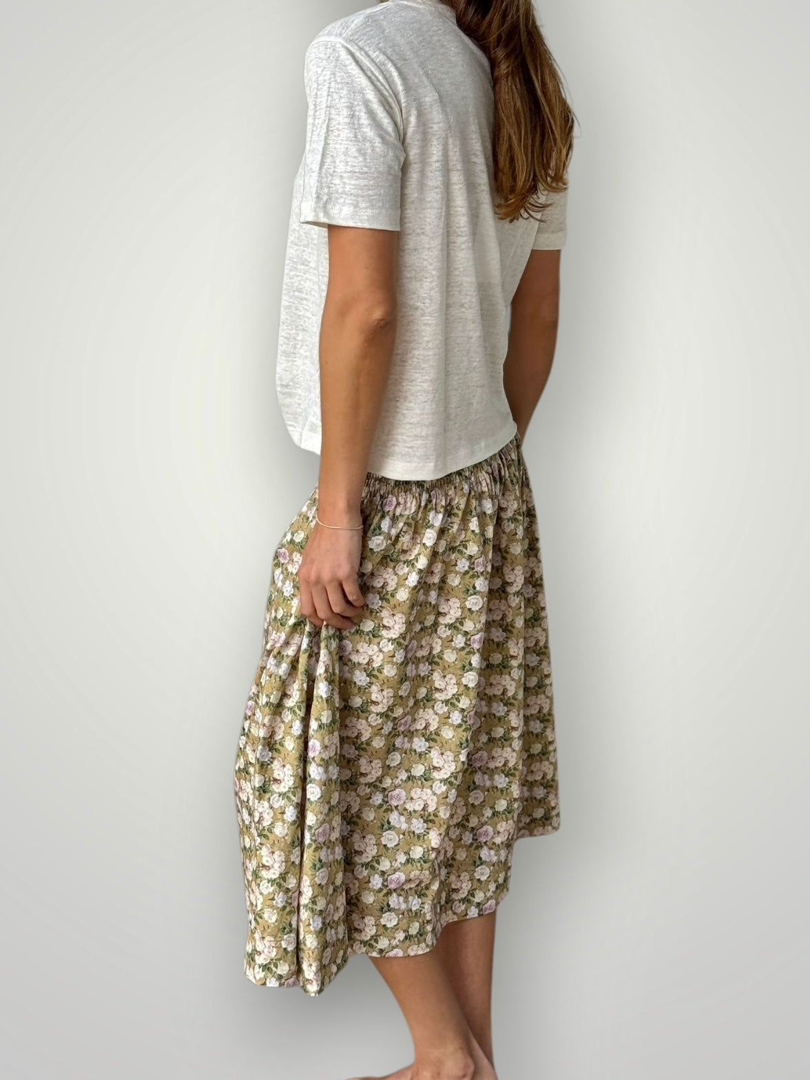 lola skirt - summer olive floral cotton Apparel
