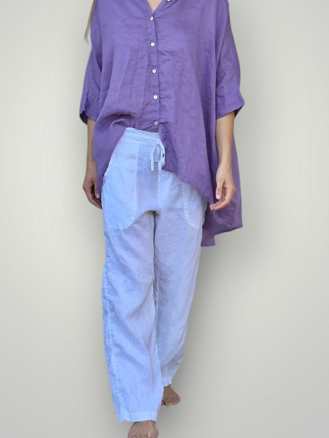 fleur straight leg pants - white linen Apparel