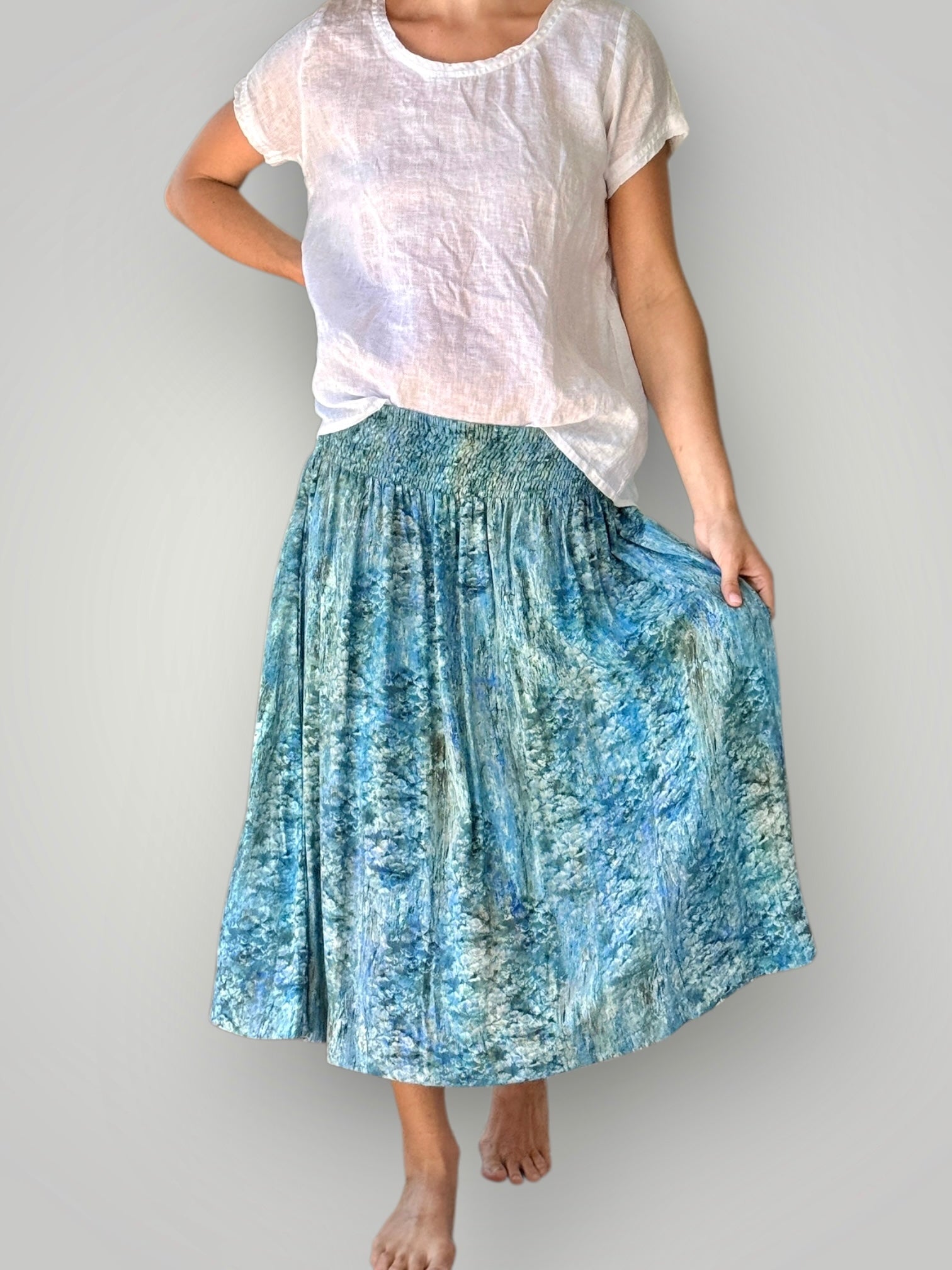 lola skirt - blues watercolour Apparel