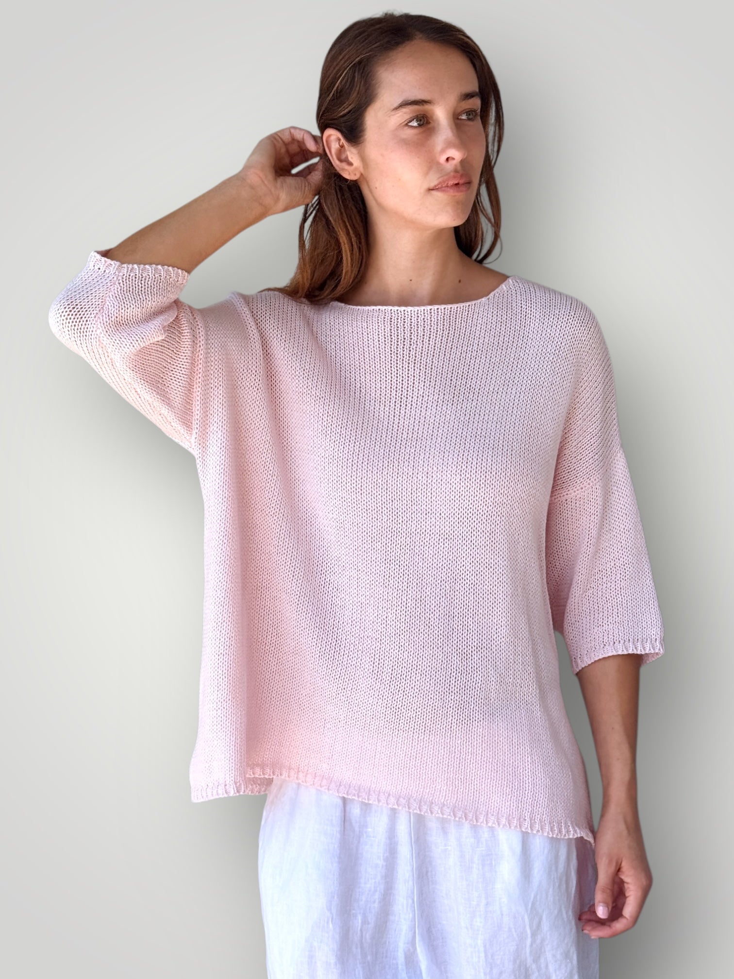alex top - soft pink cotton knit Apparel