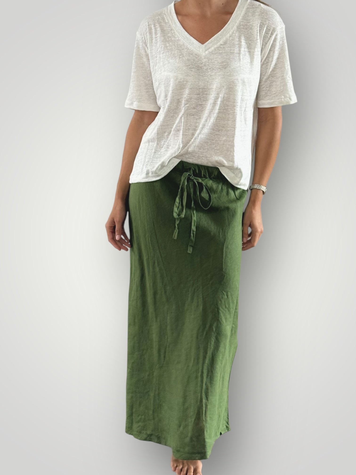 anthea skirt - moss linen Apparel