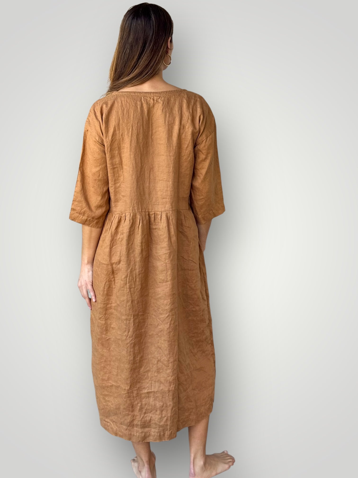 heidi dress - caramel linen Apparel