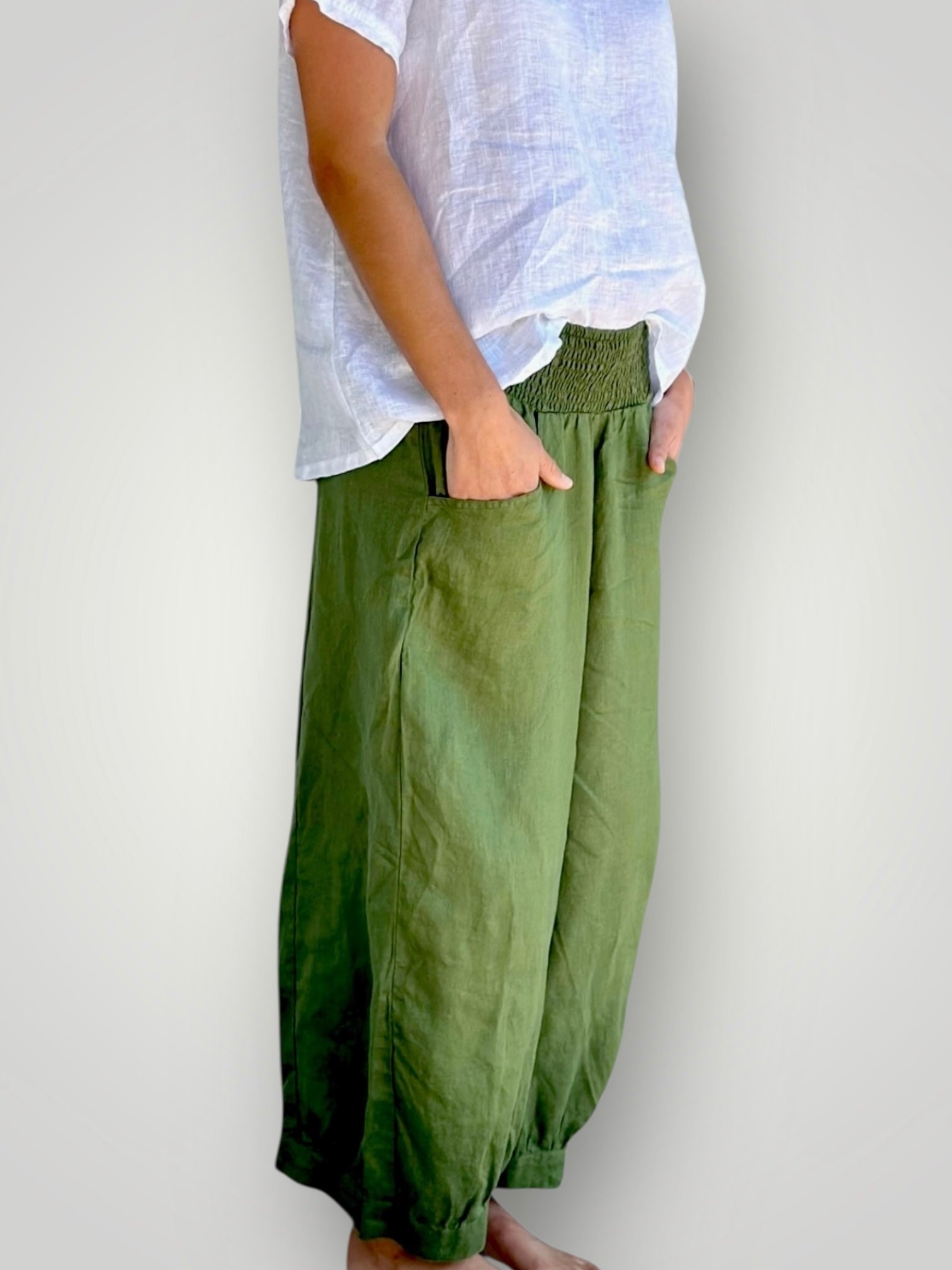 jackie pant - moss linen Apparel