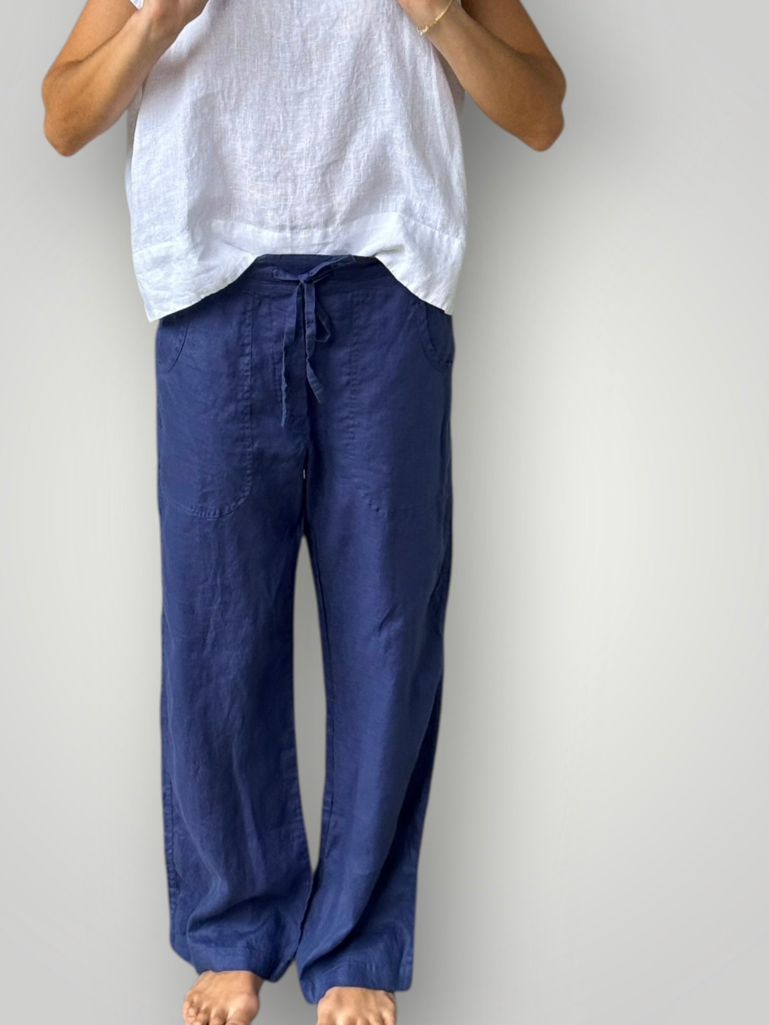 fleur straight leg pants - blue dusk linen Apparel