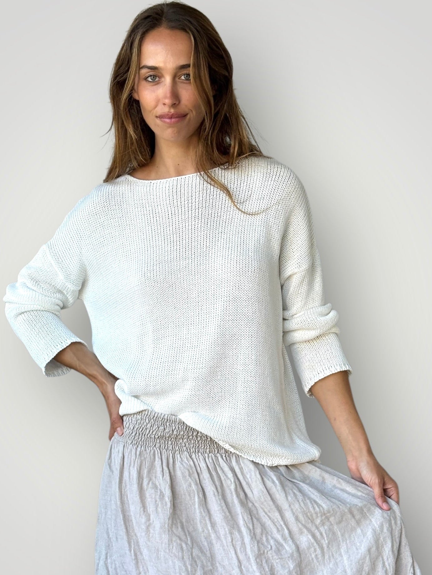 ashton knit - warm white cotton Apparel