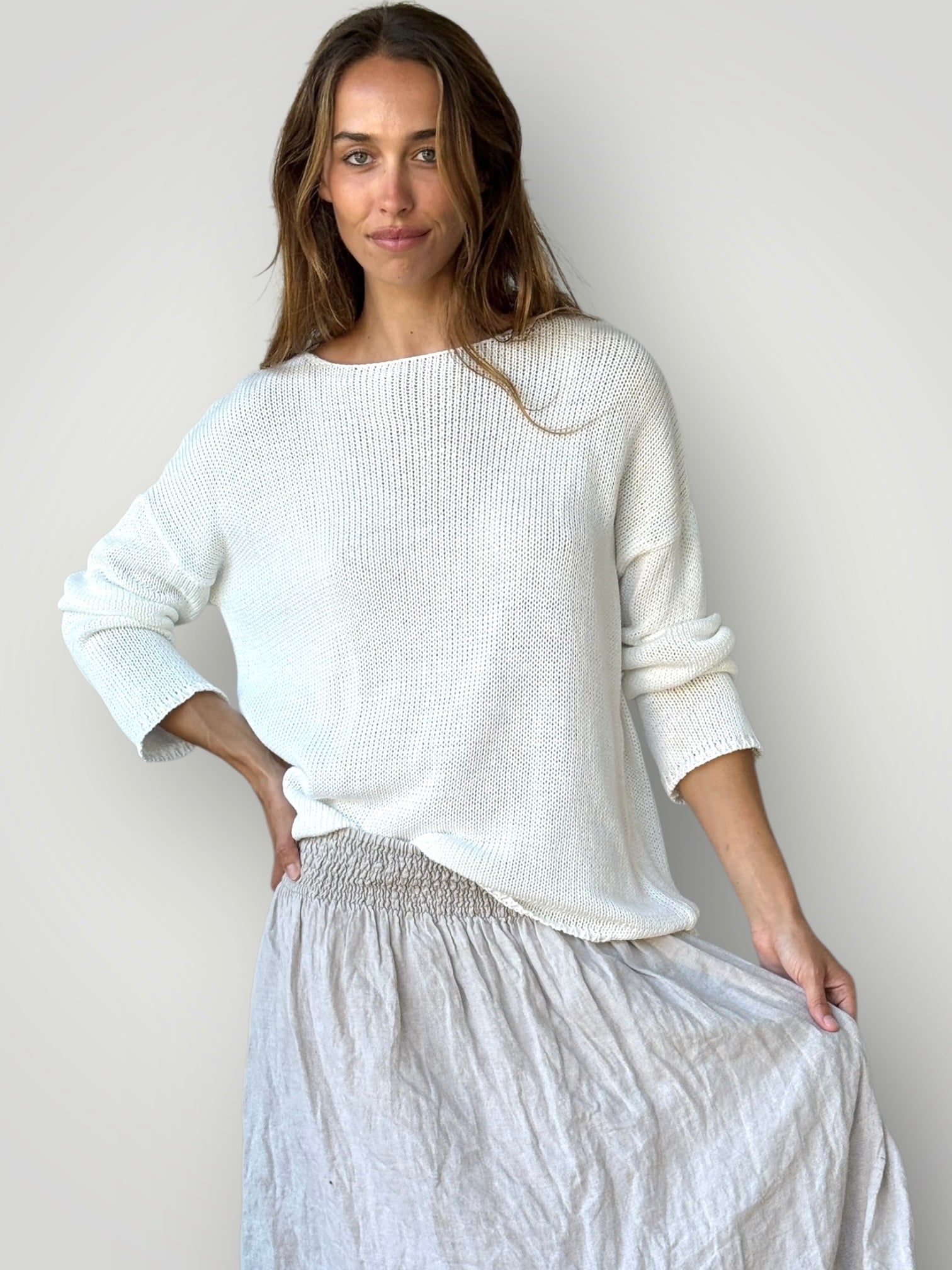 ashton knit - summer white cotton Apparel