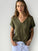 ellie v neck top - army linen Apparel