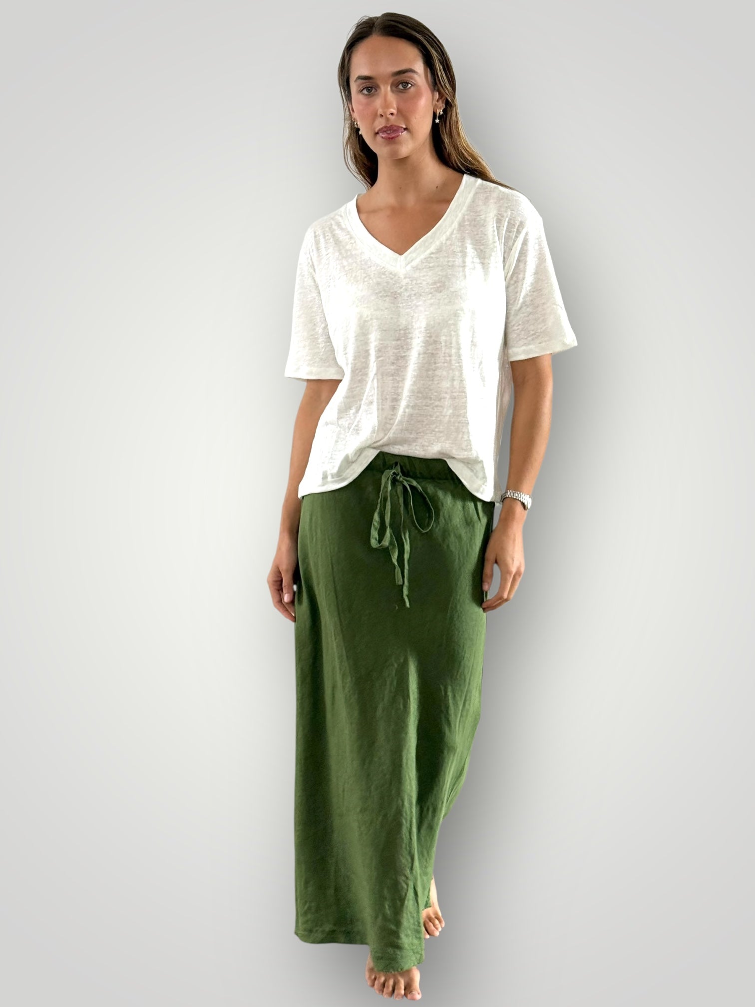 anthea skirt - moss linen Apparel