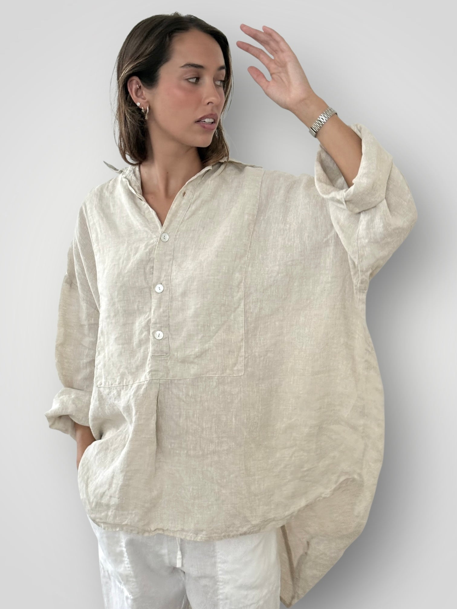 megan shirt - natural linen Apparel