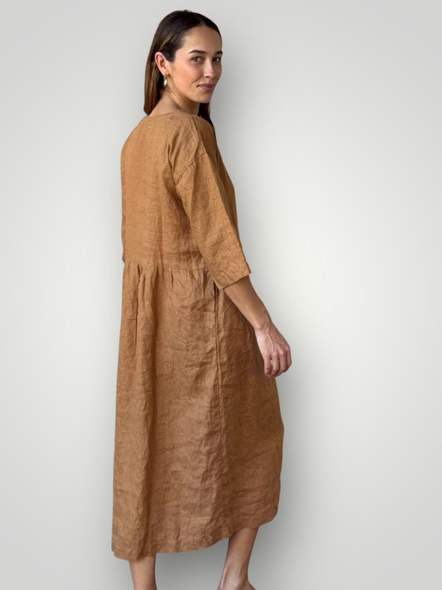 heidi dress - caramel linen Apparel