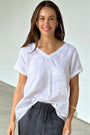 ellie top v neck-white linen Apparel