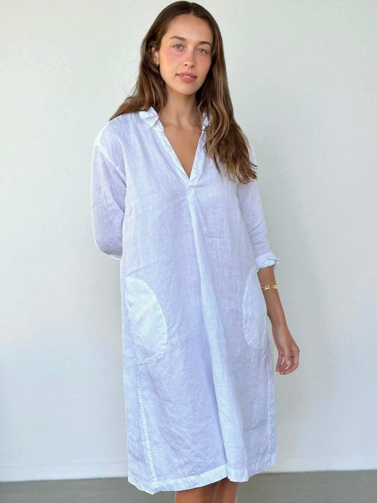 bianca dress - white linen Apparel
