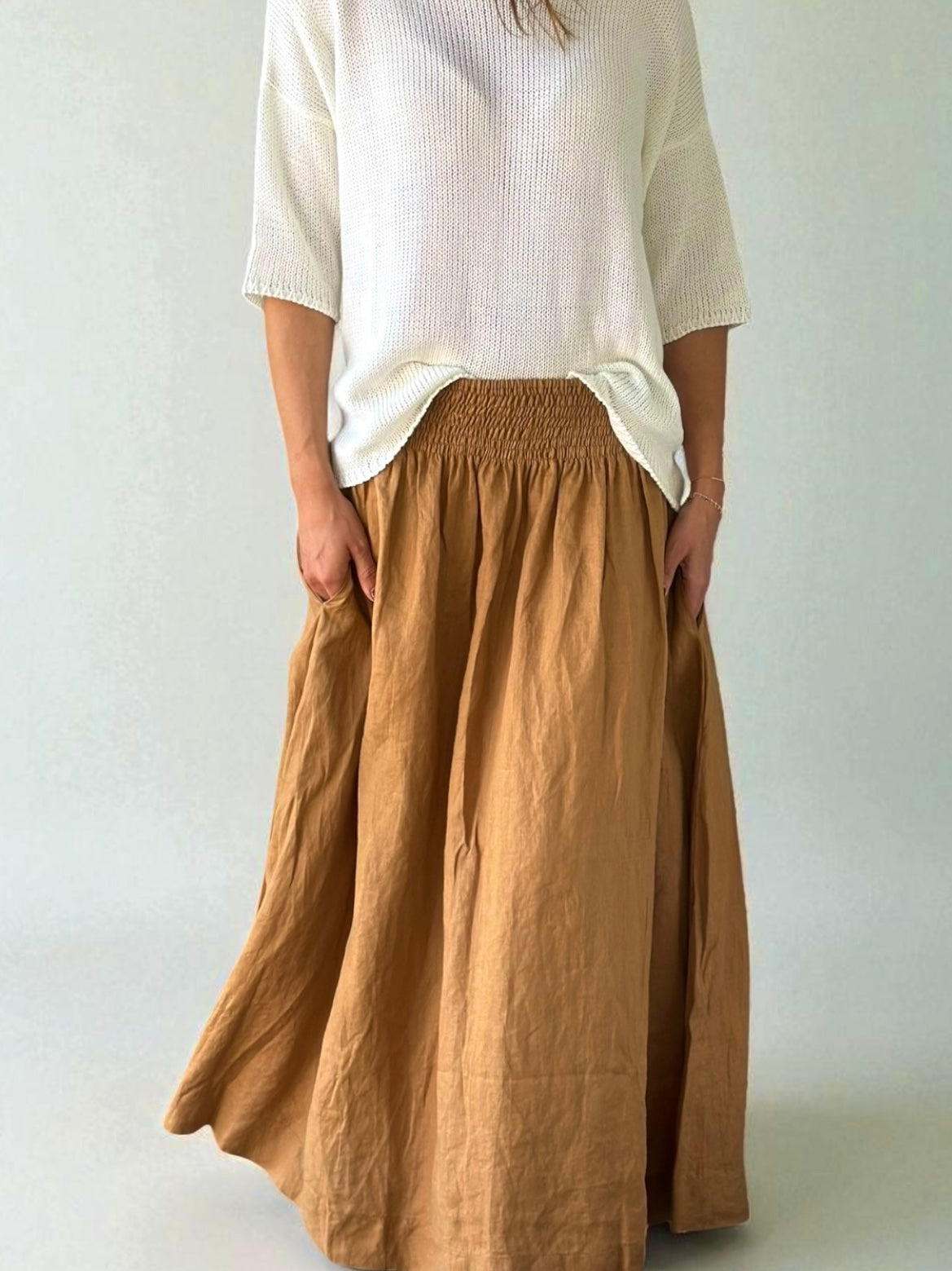 lulu skirt - caramel linen Apparel