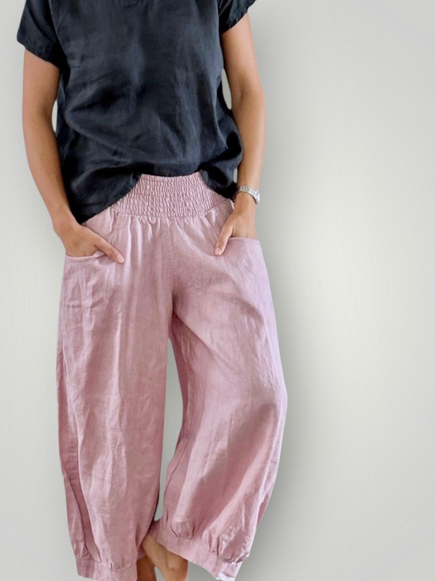 jackie pants - dusty rose linen Apparel