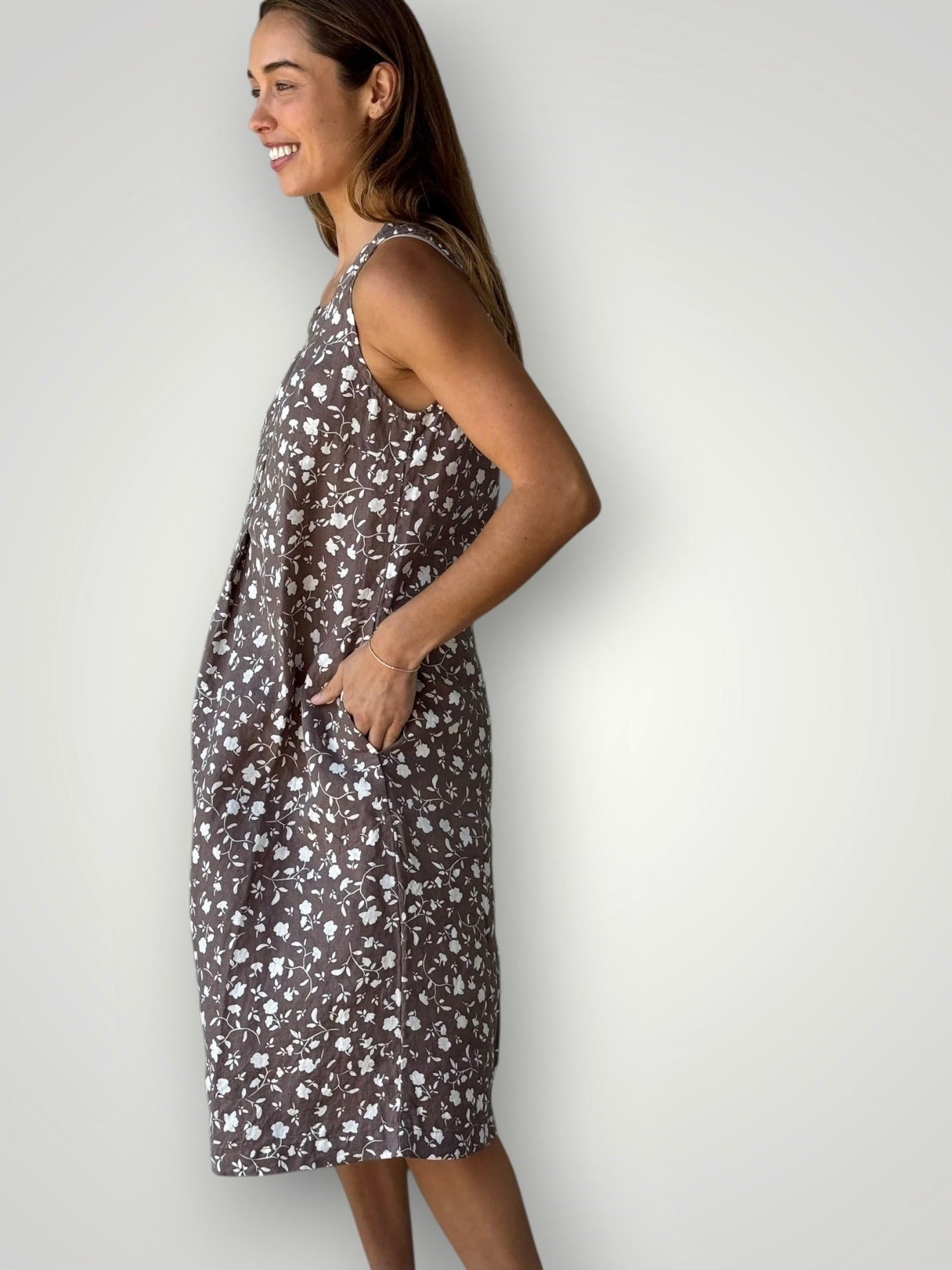 becky dress - soil floral linen Apparel