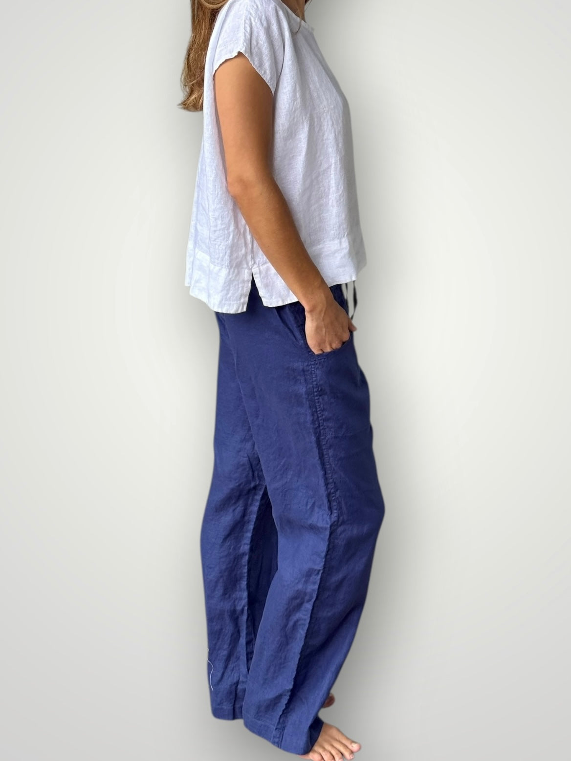 fleur straight leg pants - blue dusk linen Apparel