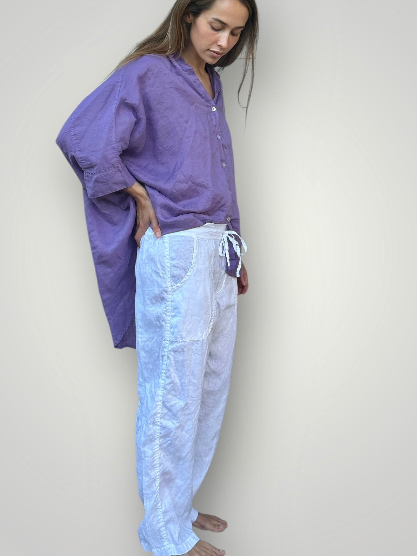 fleur straight leg pants - white linen Apparel
