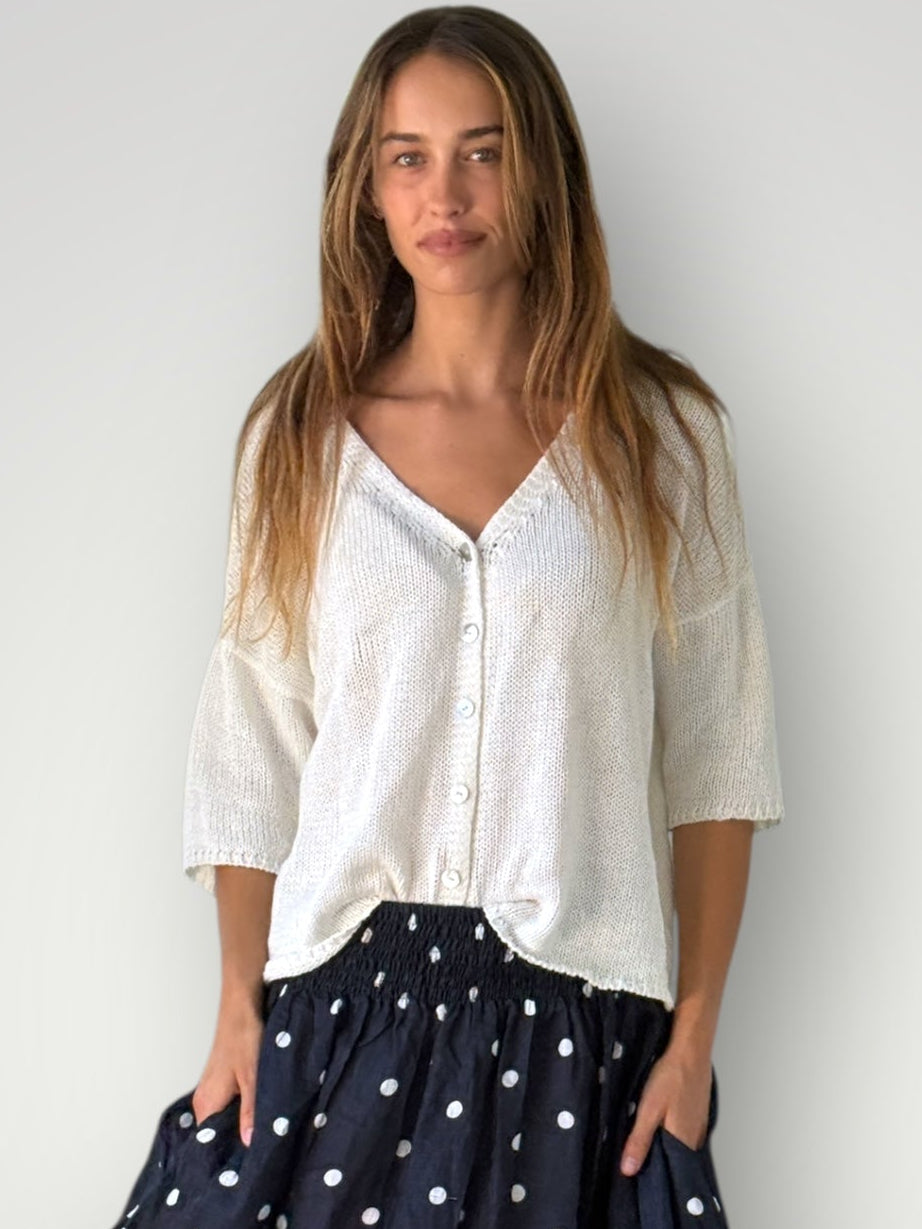 alex cotton knit cardi-warm white Apparel