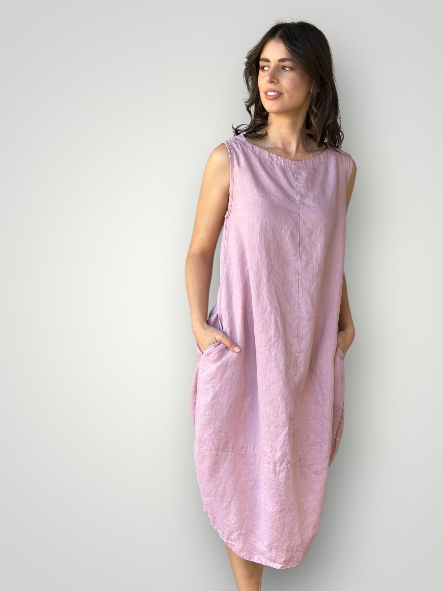 adele dress - dusty rose linen Apparel