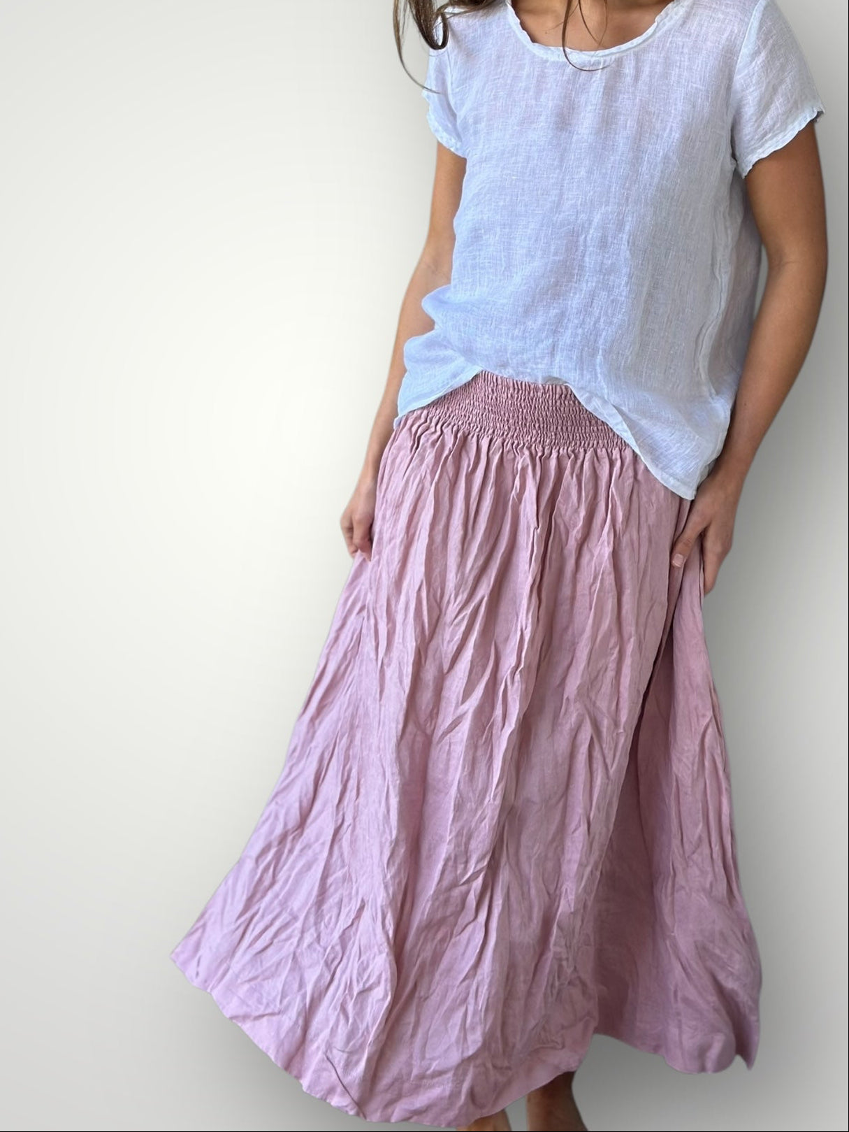lulu skirt - dusty rose linen Apparel