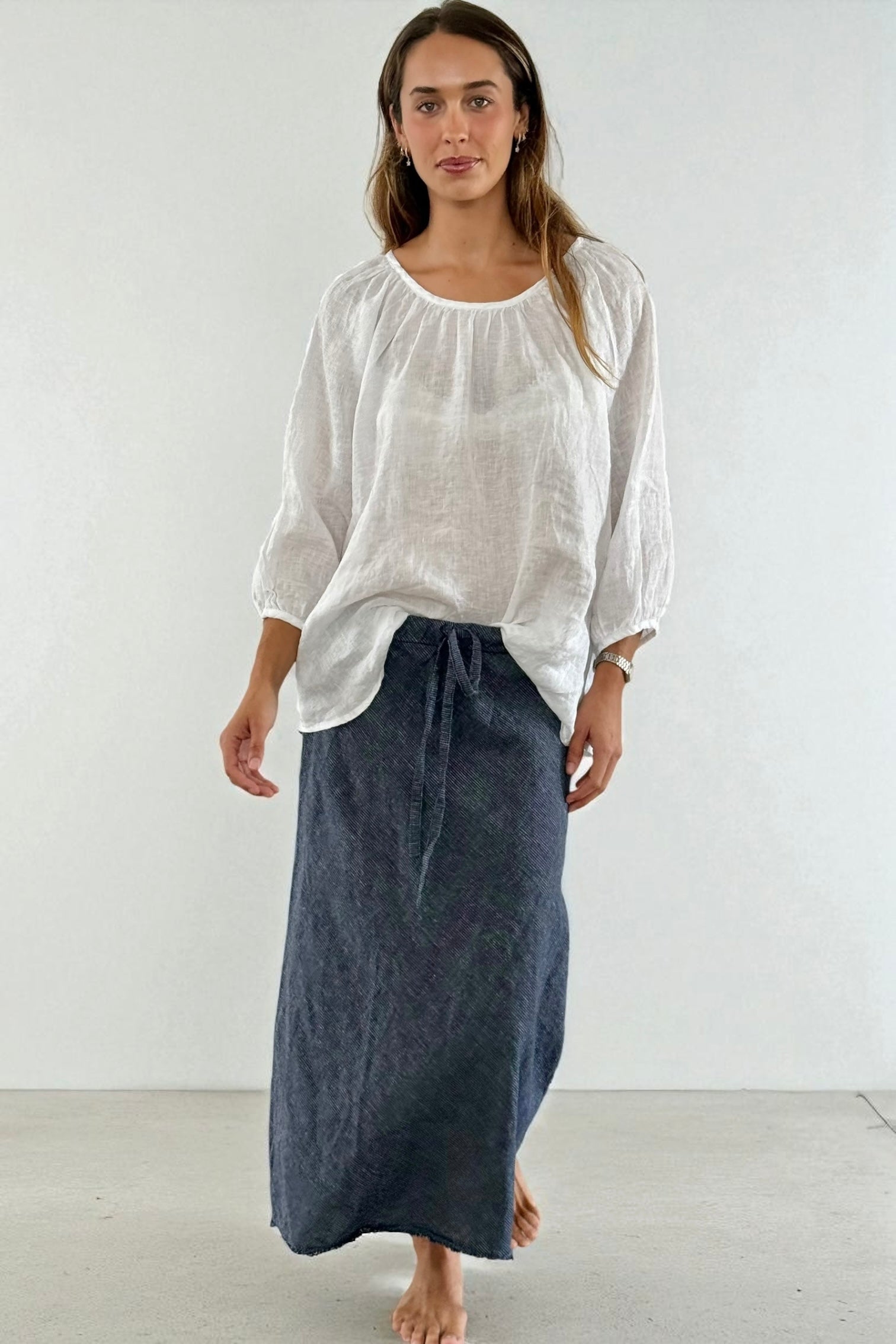 anthea skirt - navy stripe Apparel