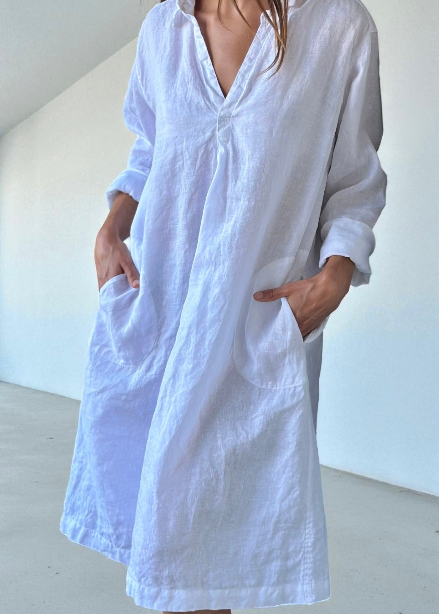 bianca dress - white linen Apparel