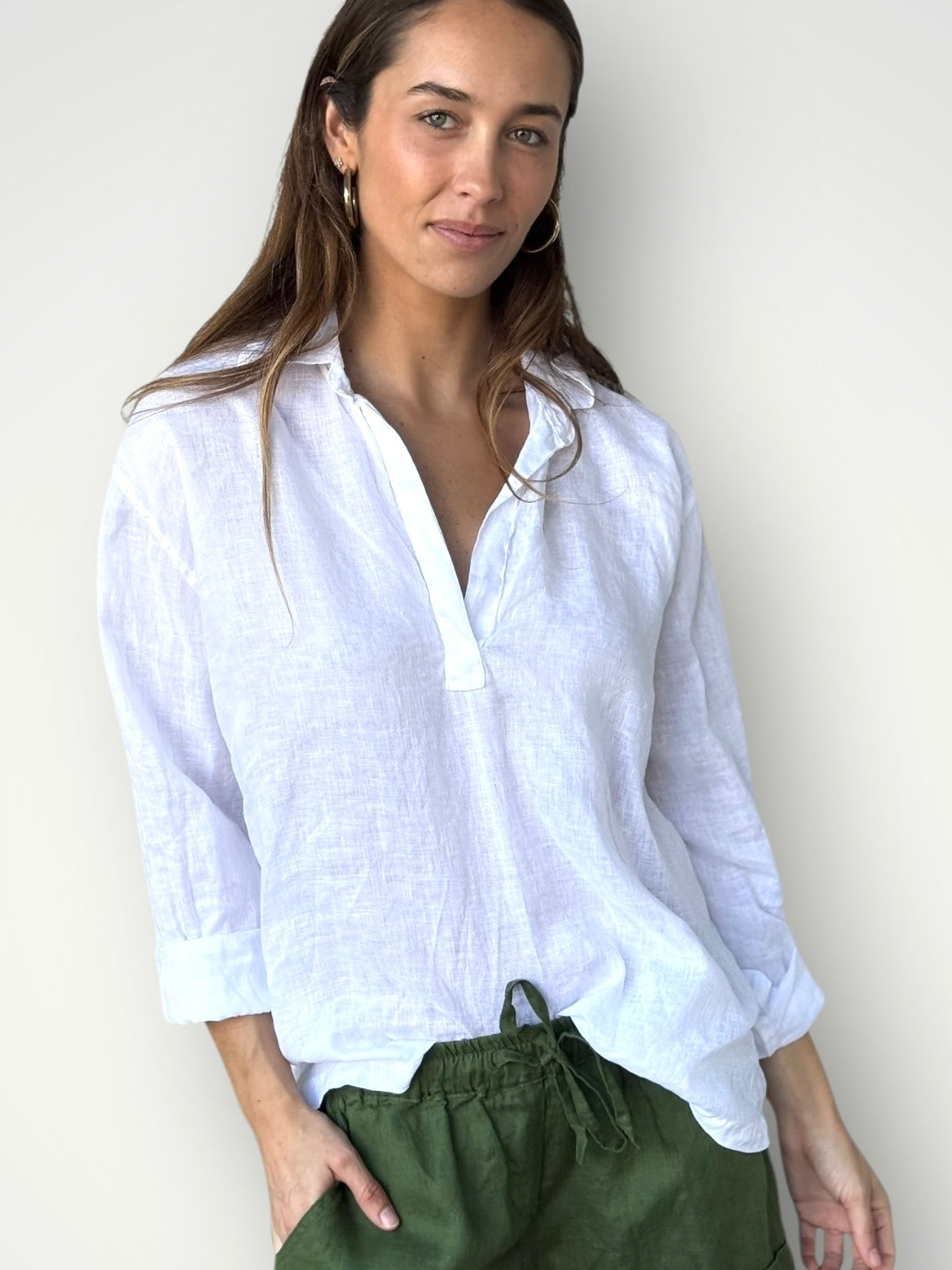 sybil top - white linen Apparel