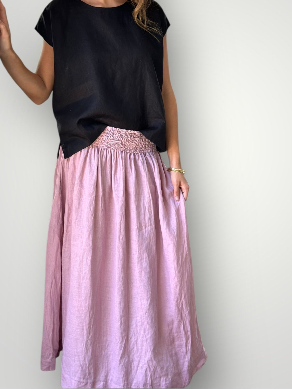lulu skirt - dusty rose linen Apparel