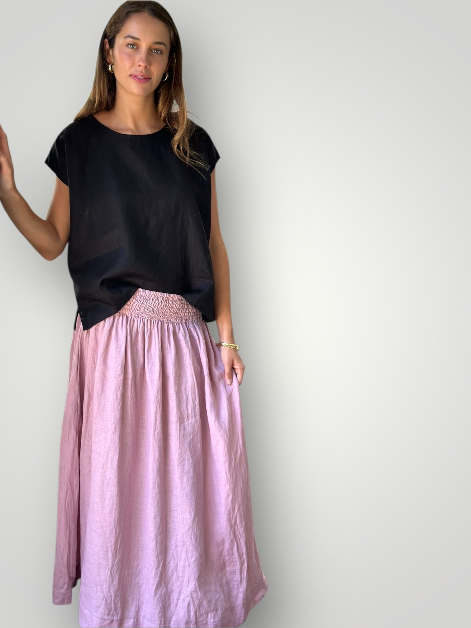 lulu skirt - dusty rose linen Apparel