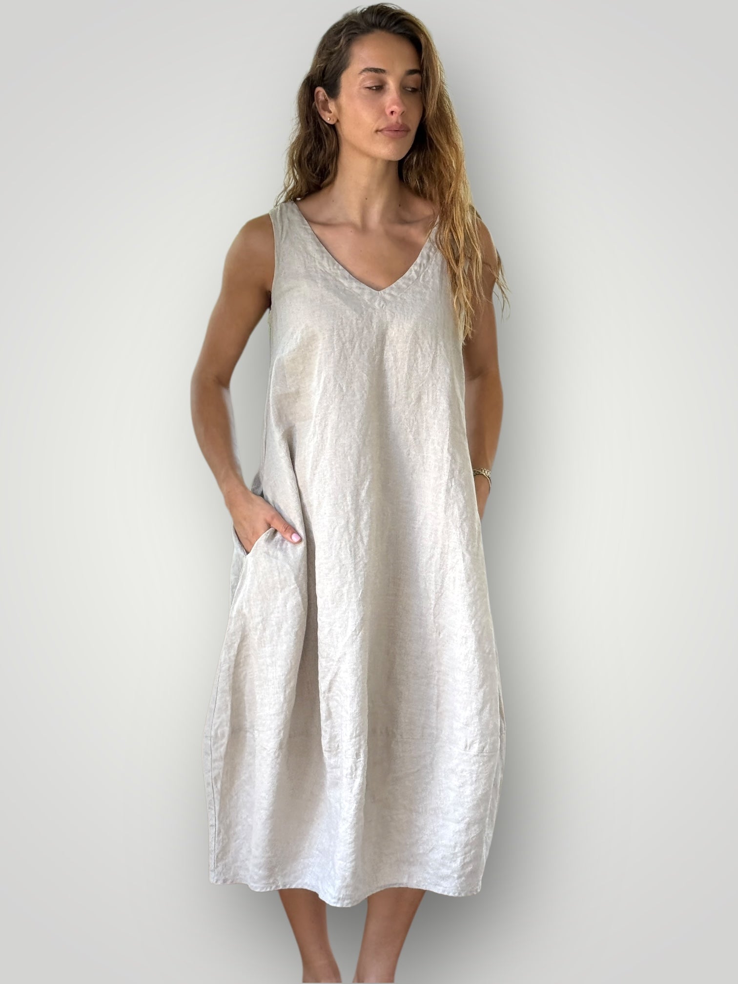 amber dress - natural linen Apparel