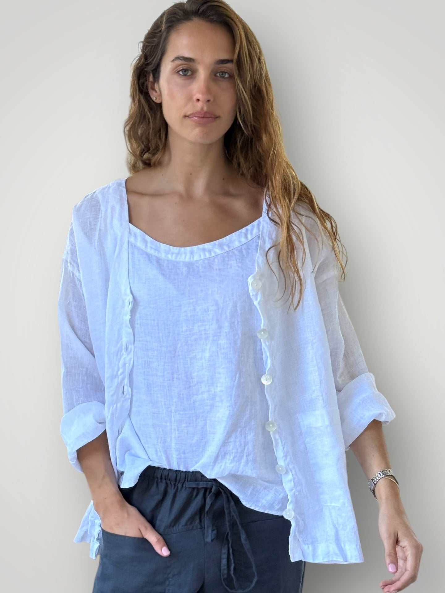 jamie jacket - white linen Apparel