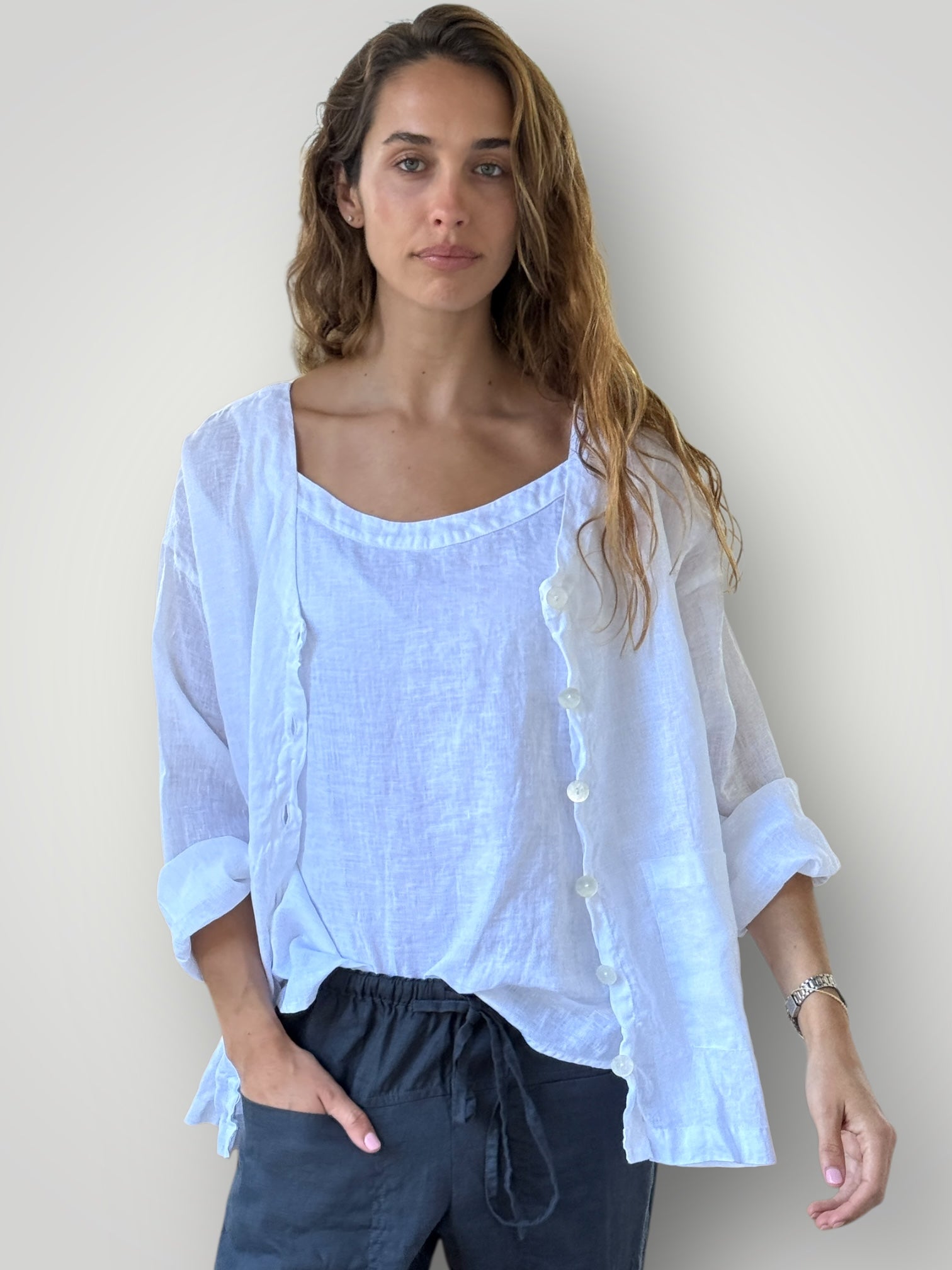 jamie jacket - white linen Apparel