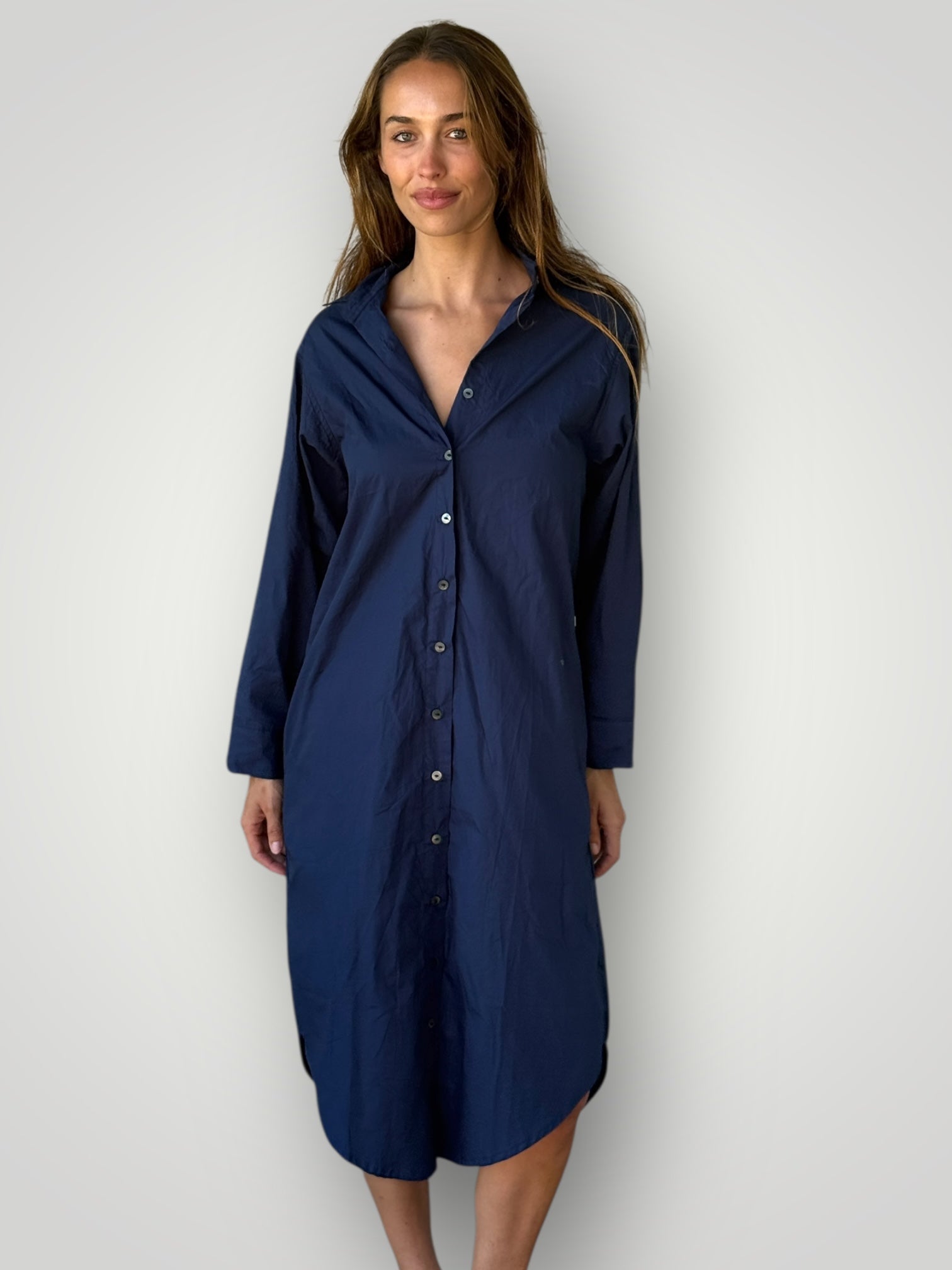 elena shirtdress - navy cotton Apparel
