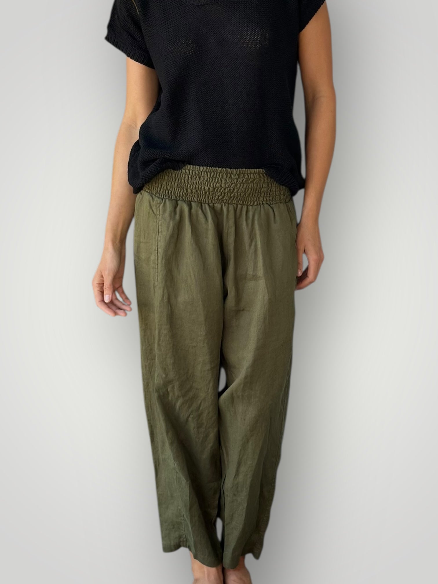 frankie pants - army linen Apparel