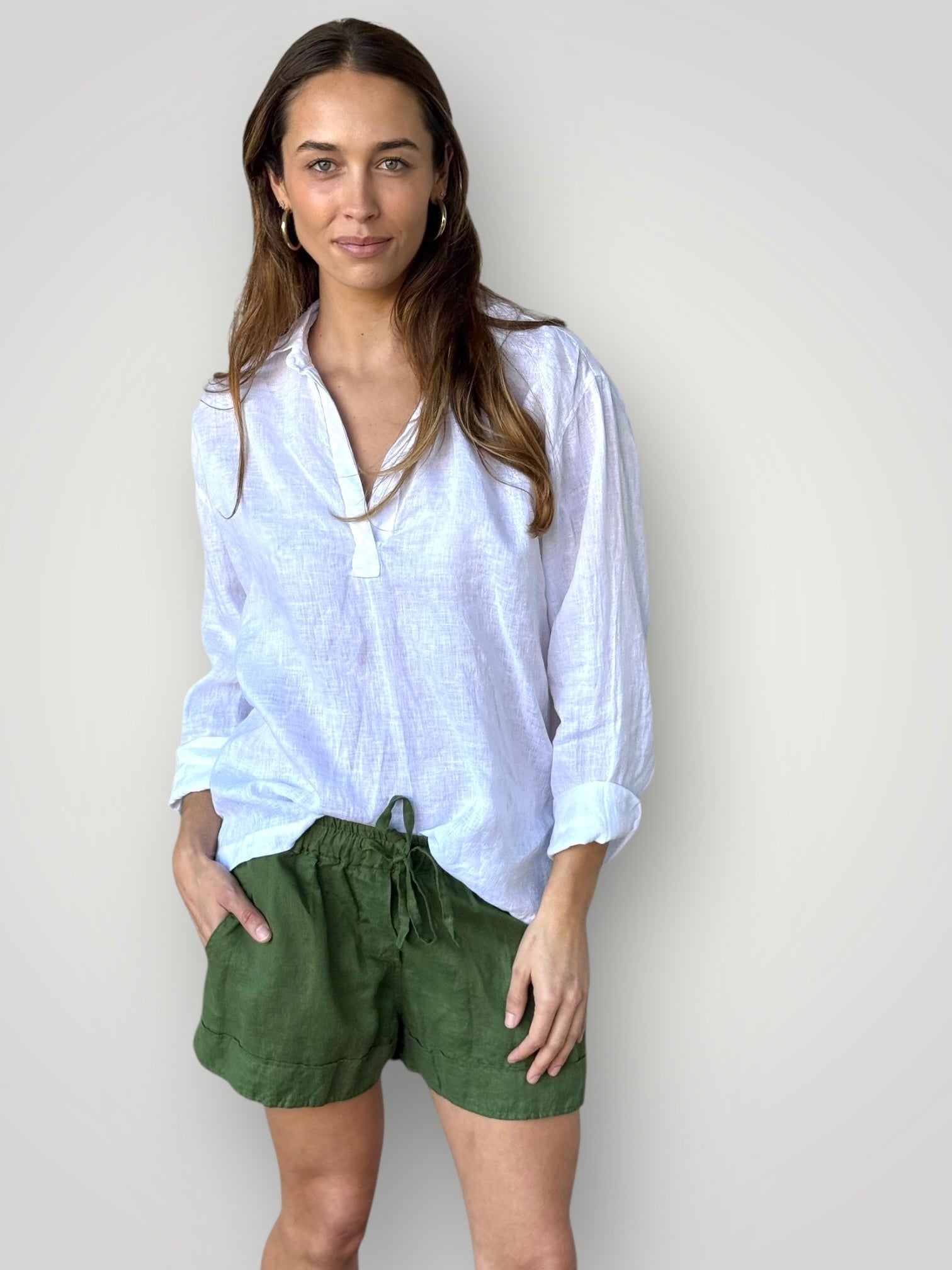 sybil top - white linen Apparel
