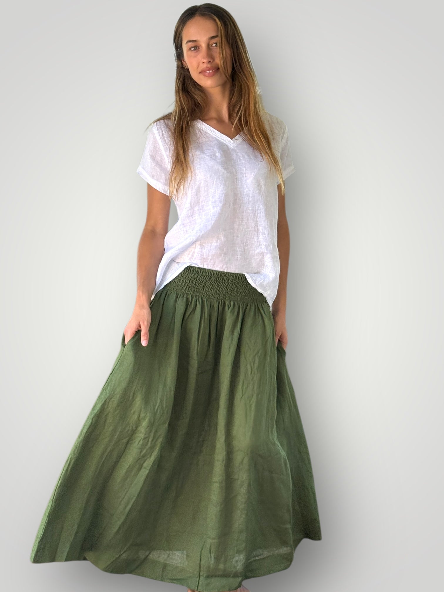lulu skirt - moss linen Apparel
