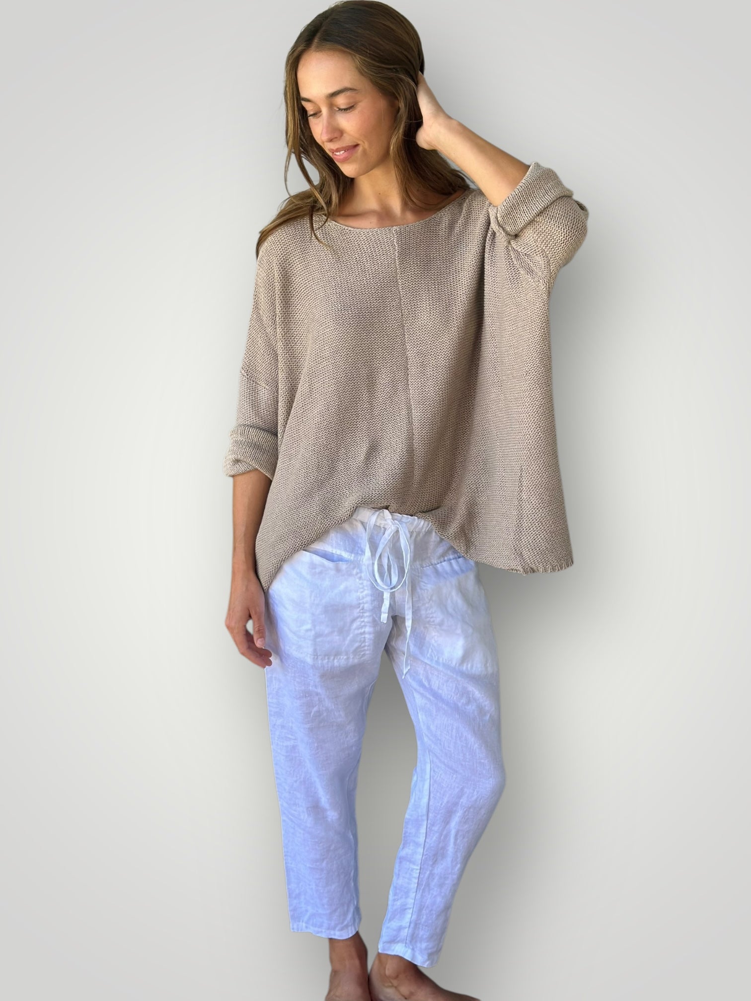 jessie pant-white linen Apparel