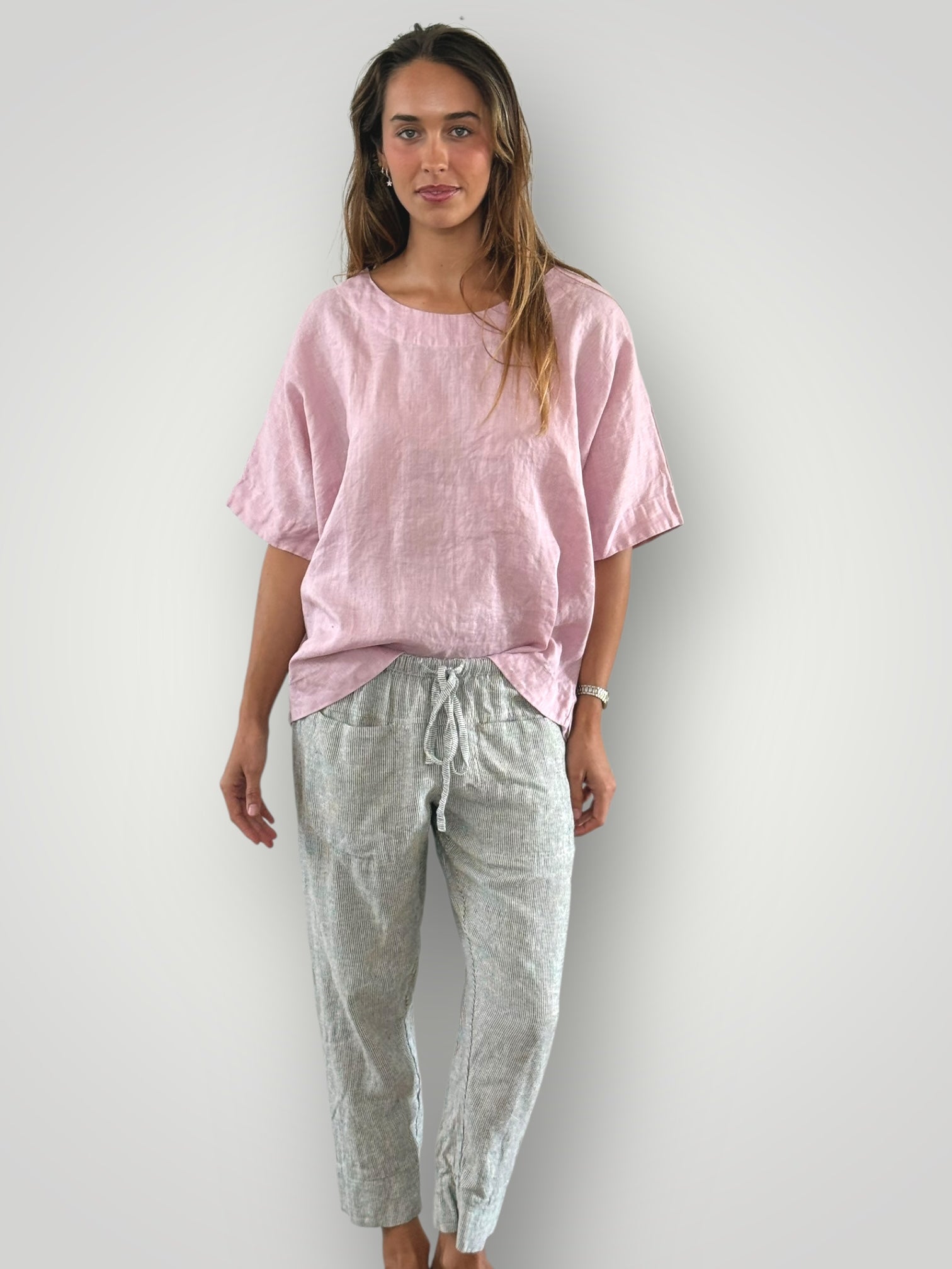 darcy pants - fine grey stripe linen Apparel
