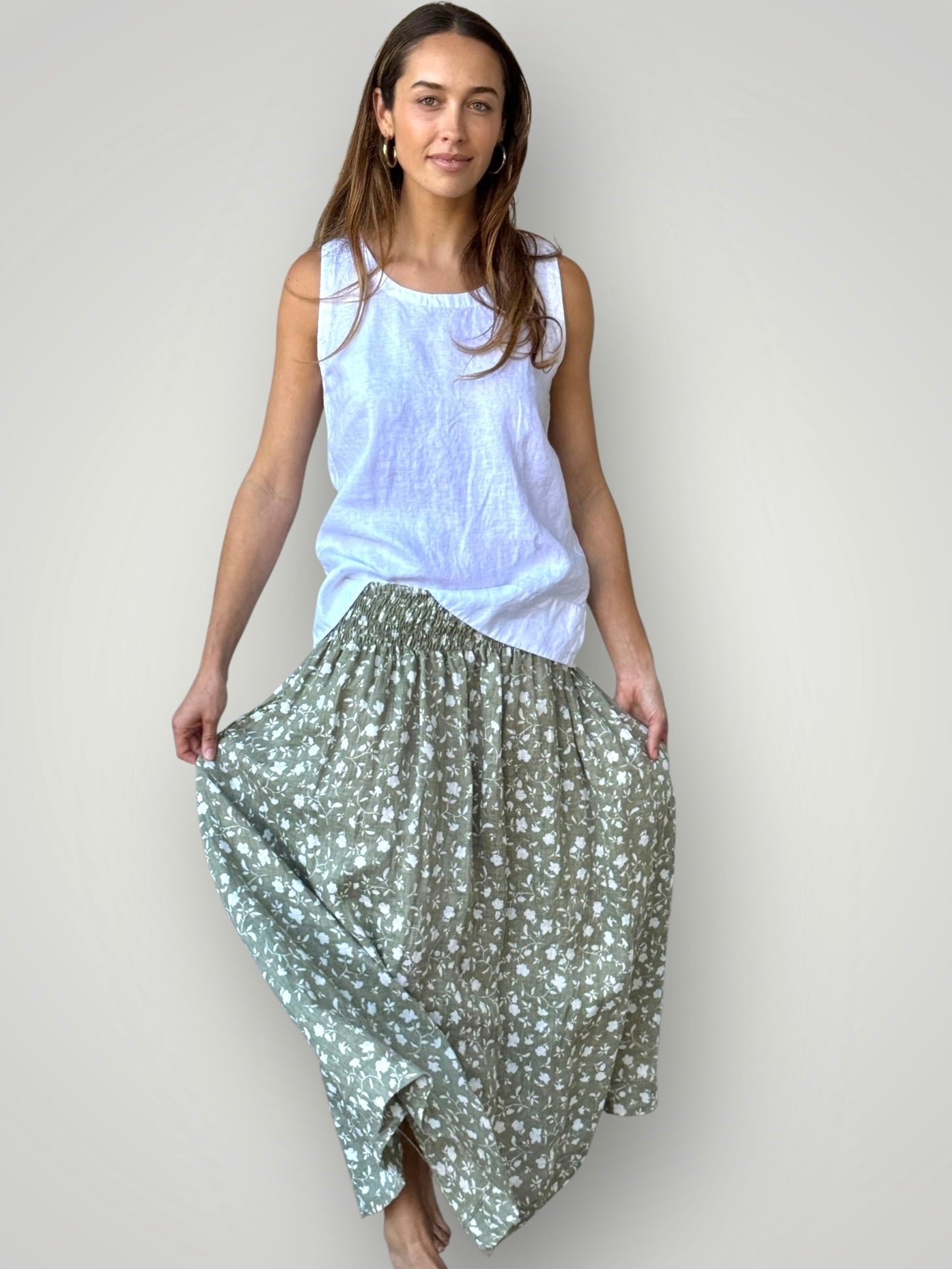 lulu skirt - sage floral Apparel