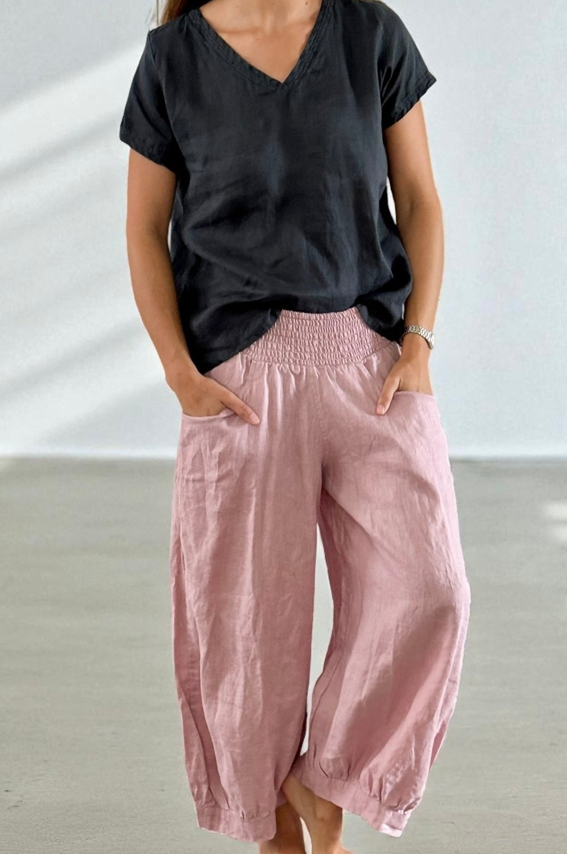 jackie pants - dusty rose linen Apparel