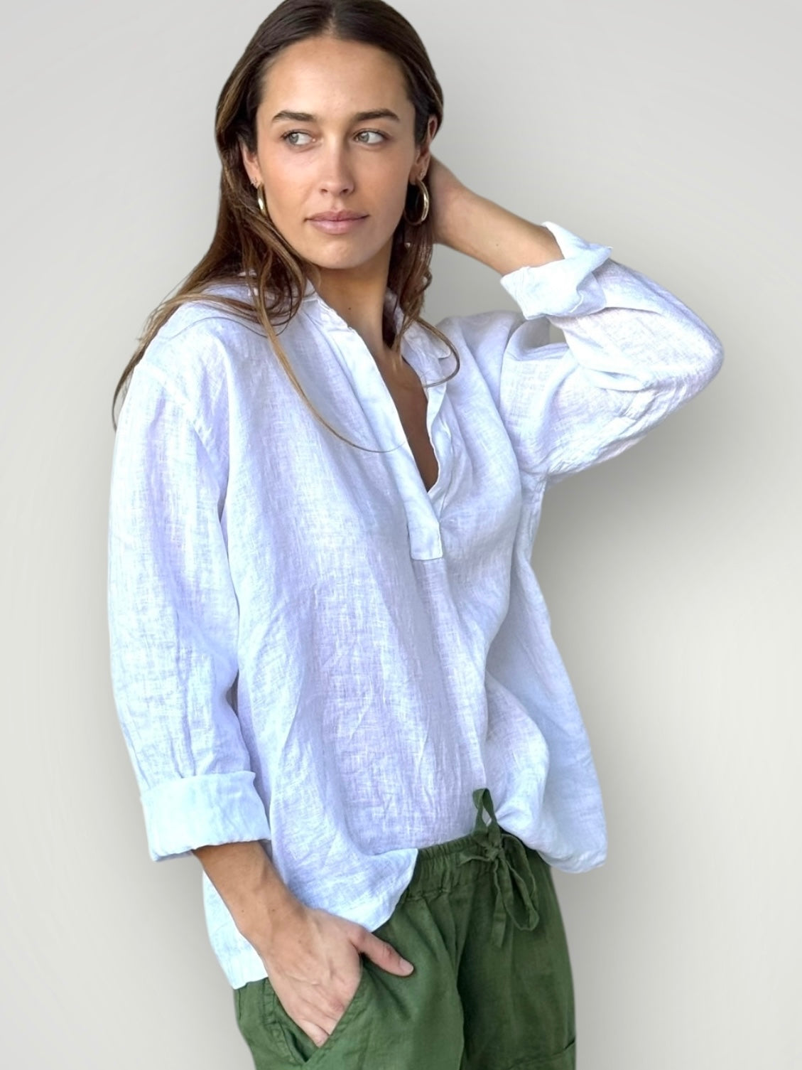 sybil top - white linen Apparel
