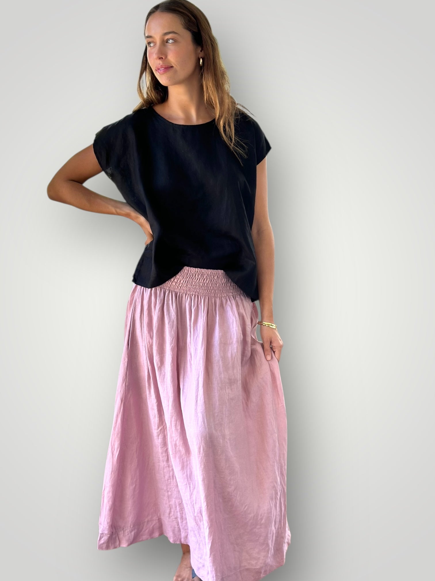 lulu skirt - dusty rose linen Apparel