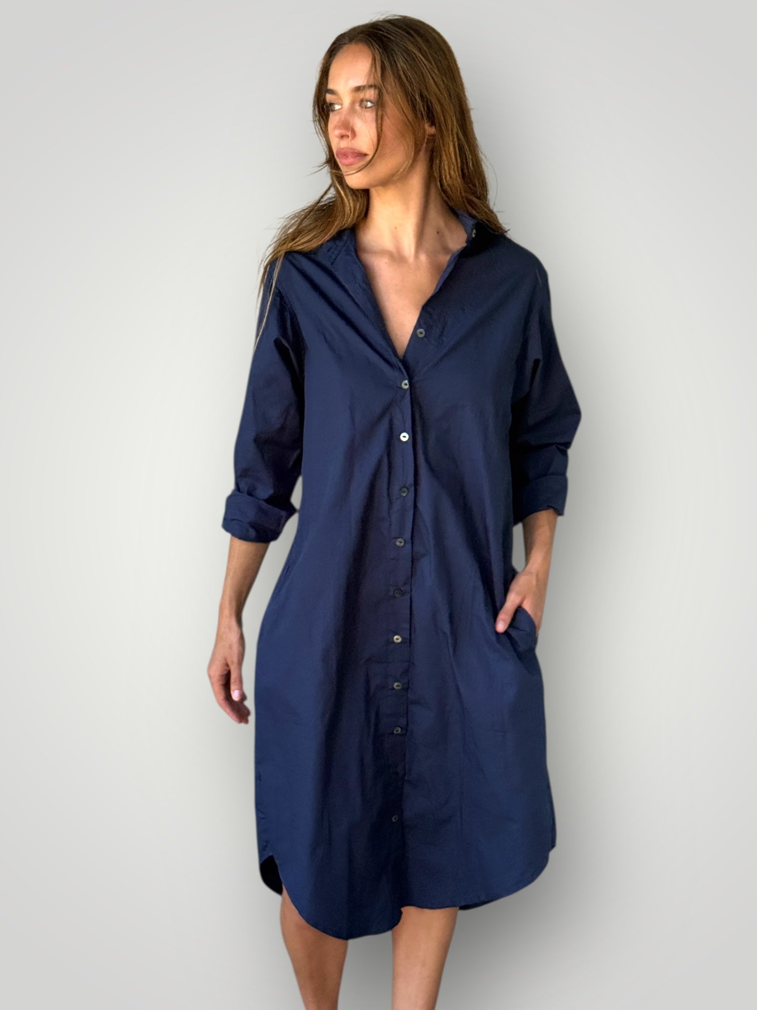 elena shirtdress - navy cotton Apparel